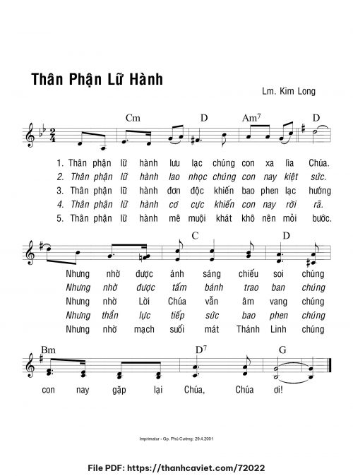 Thân phận lữ hành - Lm. Kim Long - trang 1