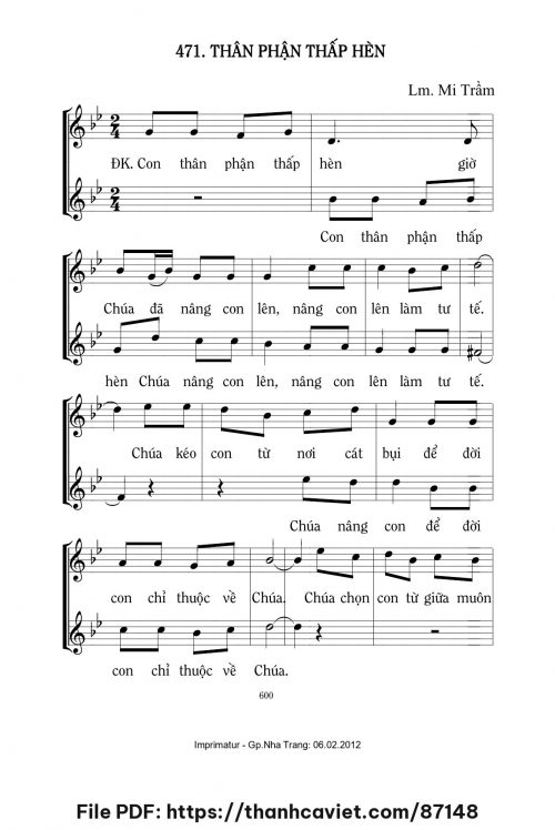 Thân phận thấp hèn - Lm. Mi Trầm - trang 1