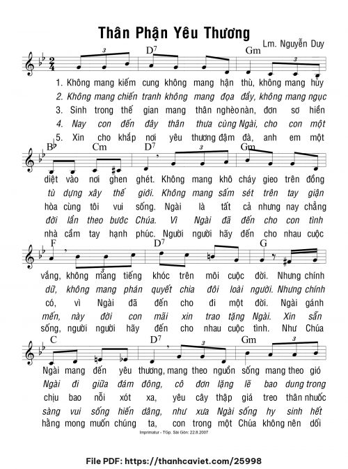 Thân phận yêu thương - Lm. Nguyễn Duy - trang 1