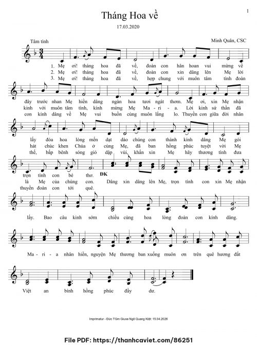 Tháng Hoa về - Minh Quân CSC - trang 1