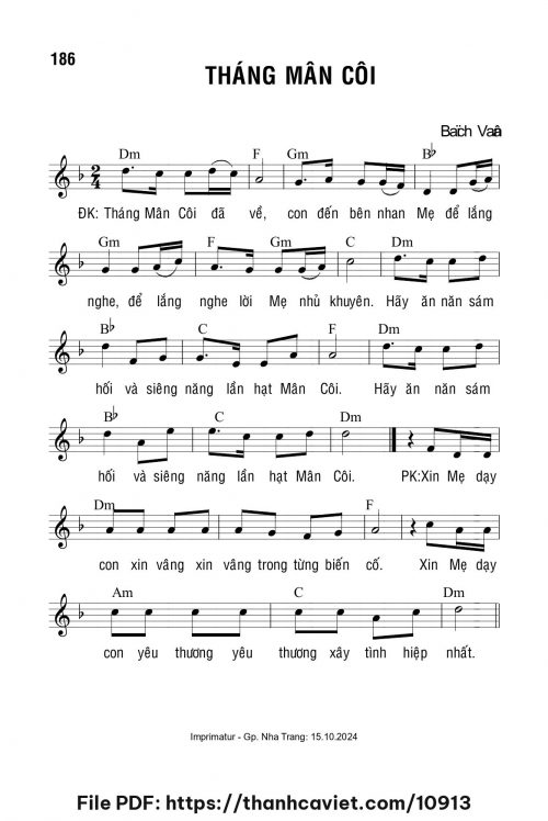 Tháng Mân Côi - Lm. Bạch Vân - trang 1
