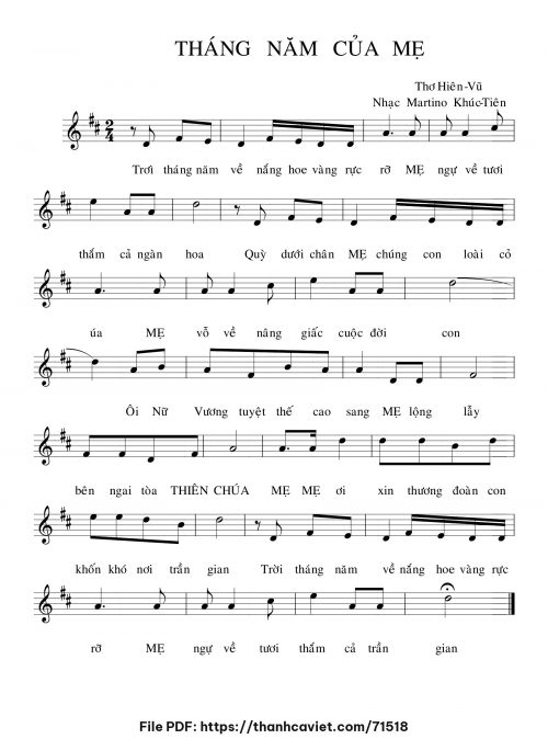 Tháng năm của Mẹ - Martino Khúc Tiên - trang 1