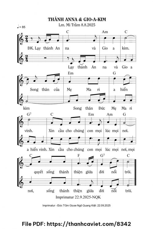 Thánh Anna và Gioakim - Lm. Mi Trầm - trang 1