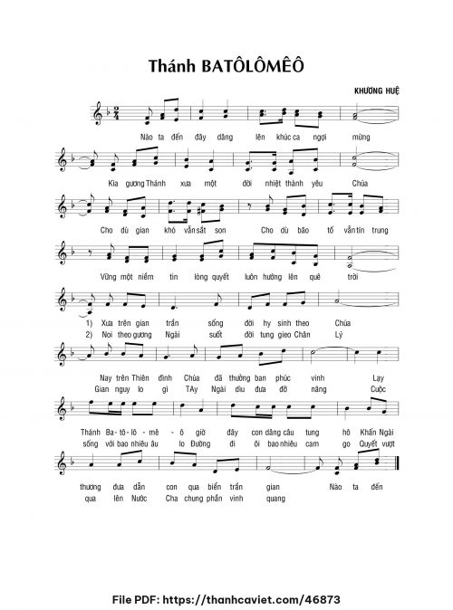 Thánh Batolomeo - Khương Huệ - trang 1