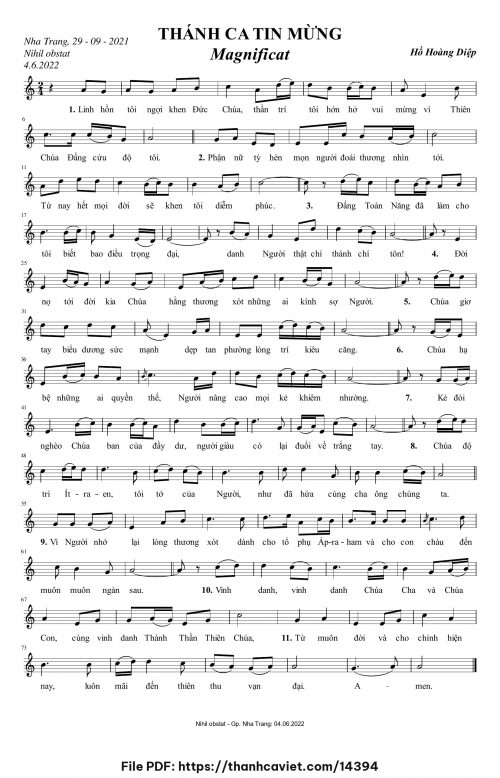 Thánh Ca Magnificat - Lm. Hồ Hoàng Diệp - trang 1