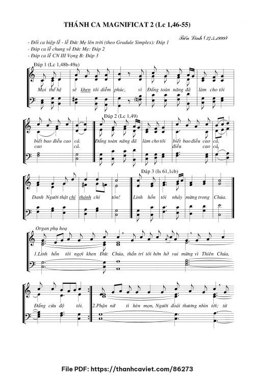 Thánh ca Magnificat 2 - Tiến Linh - trang 1