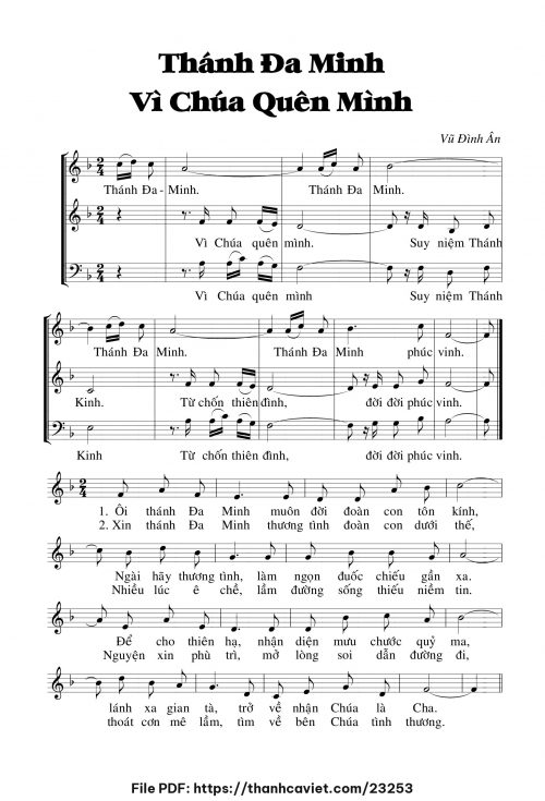Thánh Đa Minh vì Chúa quên mình - Vũ Đình Ân - trang 1