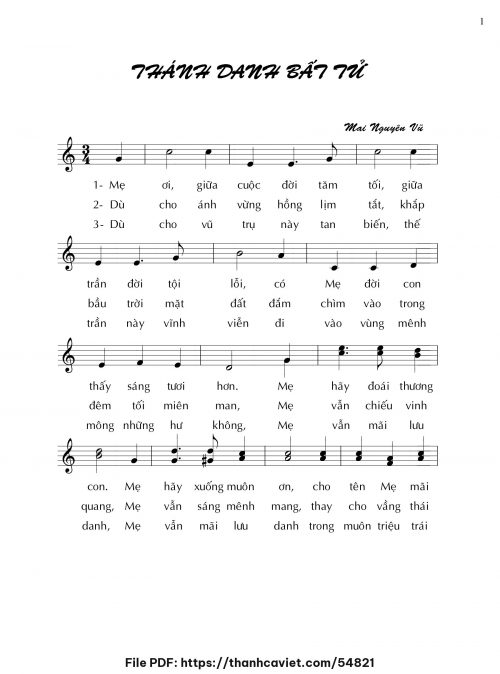 Thánh danh bất tử - Mai Nguyên Vũ - trang 1