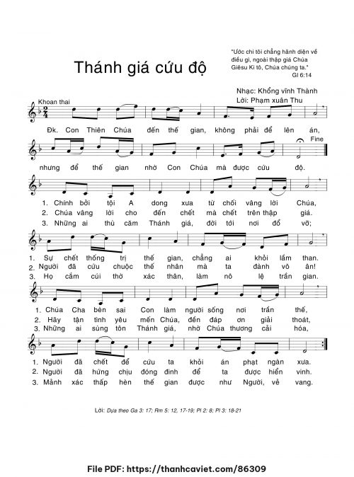 Thánh giá cứu độ - Khổng Vĩnh Thành - Lời: Phạm Xuân Thu - trang 1