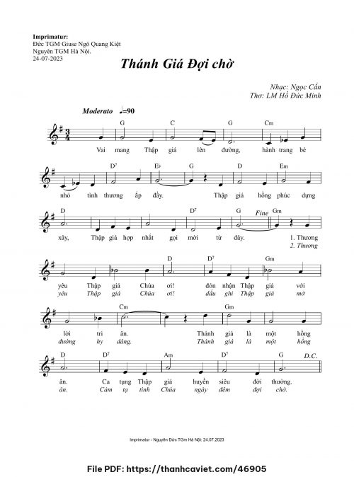 Thánh Giá đợi chờ - Ngọc Cẩn - Thơ: Lm. Hồ Đức Minh - trang 1