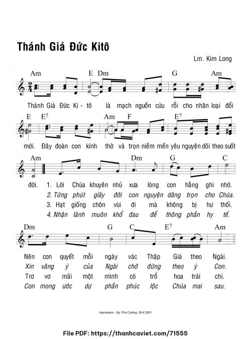 Thánh Giá Đức Kitô - Lm. Kim Long - trang 1