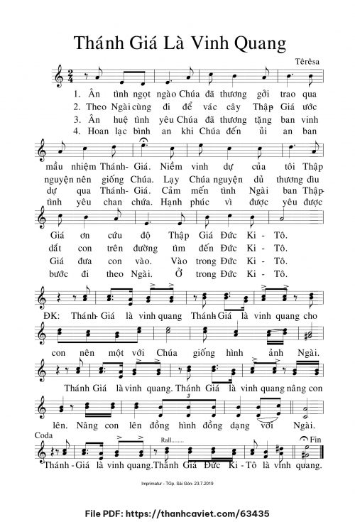 Thánh giá là vinh quang - Sr. Têrêsa - trang 1