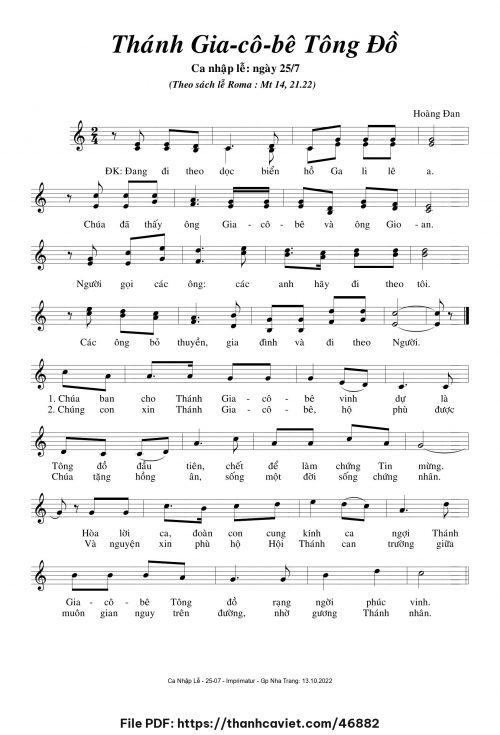 Thánh Giacôbê Tông Đồ - Hoàng Đan - trang 1