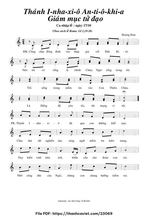 Thánh Inhaxiô Antiôkhia, Giám mục Tử Đạo - Hoàng Đan - trang 1