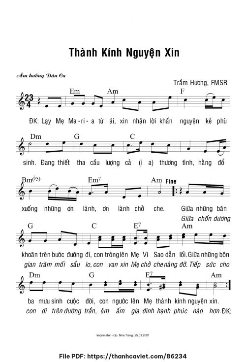 Thành kính nguyện xin - Sr. Trầm Hương - trang 1
