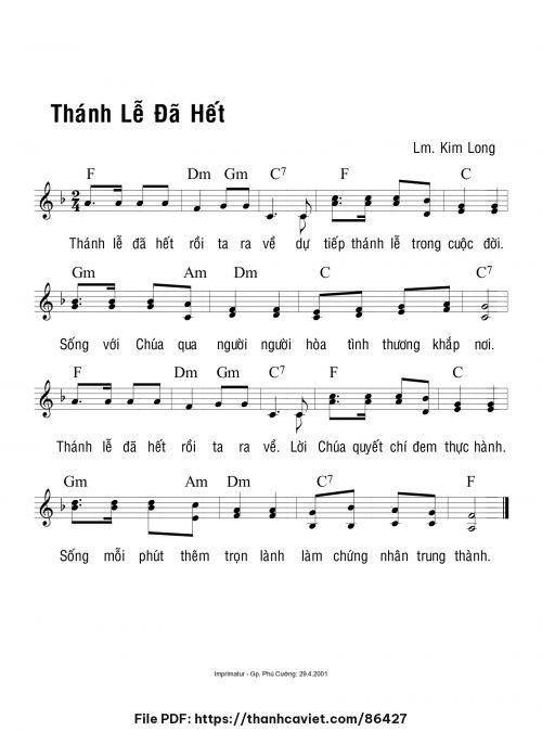 Thánh lễ đã hết - Lm. Kim Long - trang 1