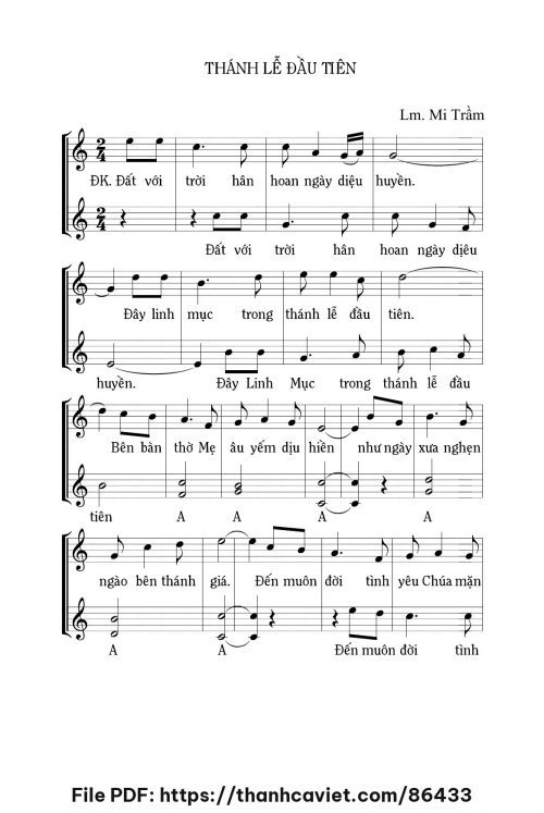 Thánh lễ đầu tiên - Lm. Mi Trầm - trang 1