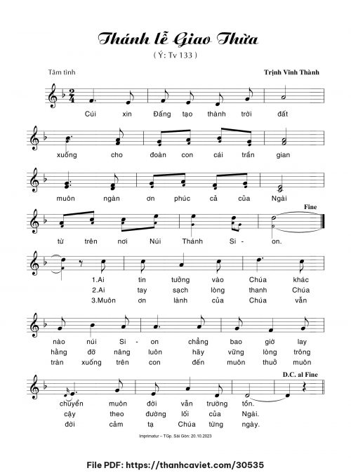 Thánh lễ Giao Thừa - Trịnh Vĩnh Thành - trang 1