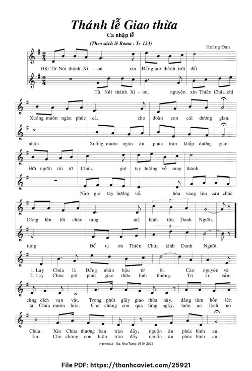 Thánh lễ Giao thừa - Hoàng Đan - trang 1