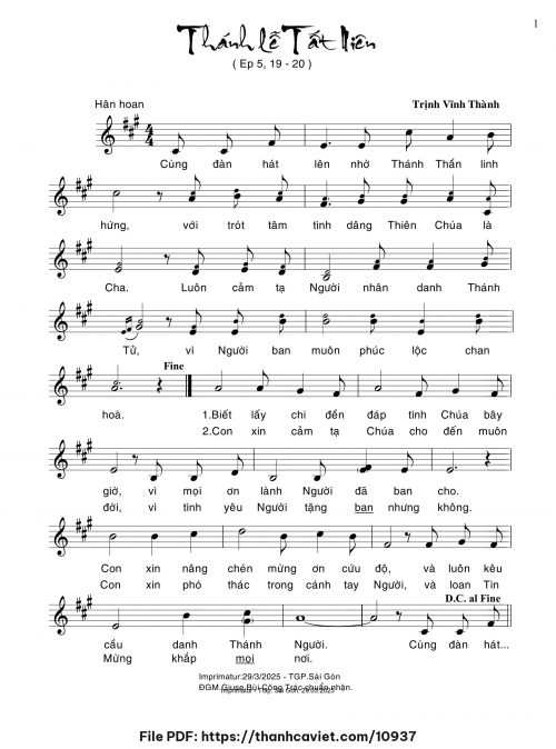 Thánh Lễ Tất niên - Trịnh Vĩnh Thành - trang 1
