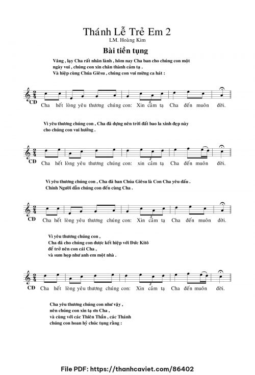 Thánh Lễ Trẻ Em 2 - Lm. Hoàng Kim - trang 1
