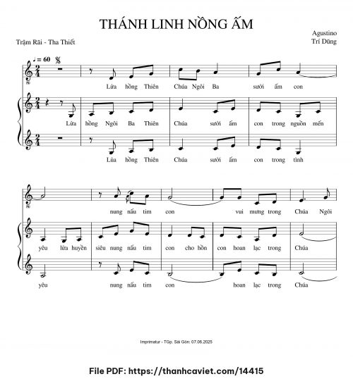 Thánh Linh nồng ấm - Augustino Trí Dũng - trang 1