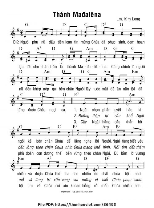 Thánh Mađalêna - Lm. Kim Long - trang 1