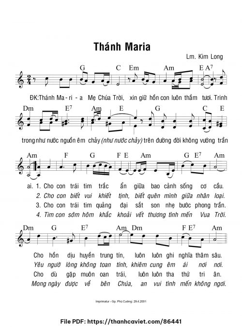 Thánh Maria - Lm. Kim Long - trang 1