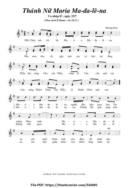 Thánh Nữ Maria Madalena - Hoàng Đan - trang 1
