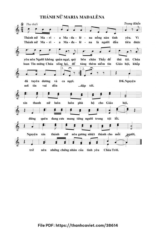 Thánh nữ Maria Madalena - Lm. Trọng Khẩn - trang 1