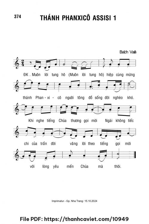 Thánh Phanxicô Assisi 1 - Lm. Bạch Vân - trang 1