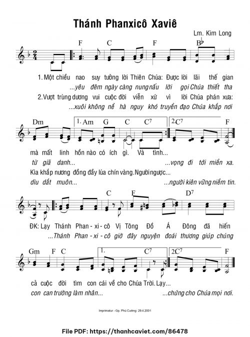 Thánh Phanxicô Xaviê - Lm. Kim Long - trang 1