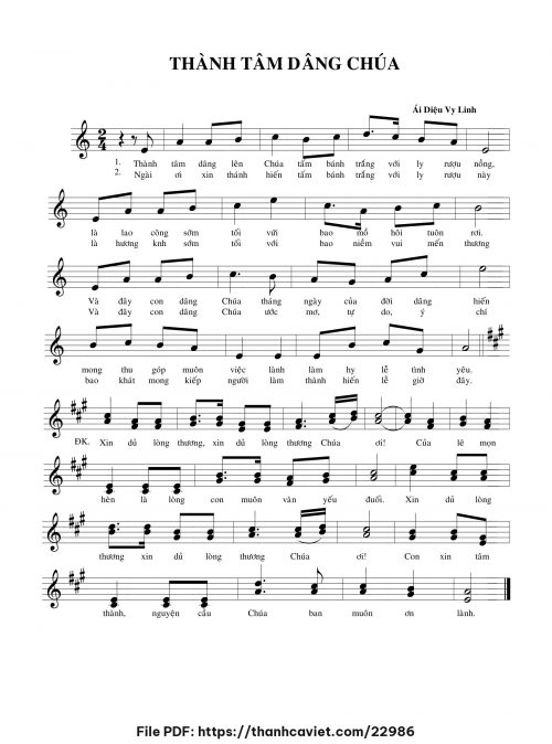Thành tâm dâng Chúa - Sr. Ái Diệu Vy Linh - trang 1