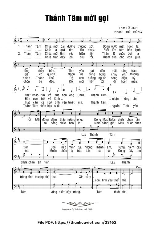 Thánh Tâm mời gọi - Thế Thông - Ý thơ: Từ Linh - trang 1