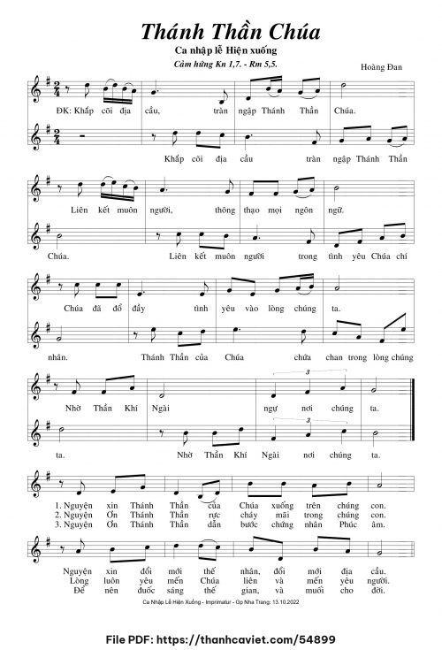 Thánh Thần Chúa - Hoàng Đan - trang 1