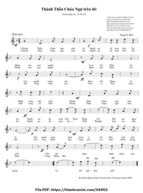 Thánh Thần Chúa ngự trên tôi - Nguyên Kha - trang 1