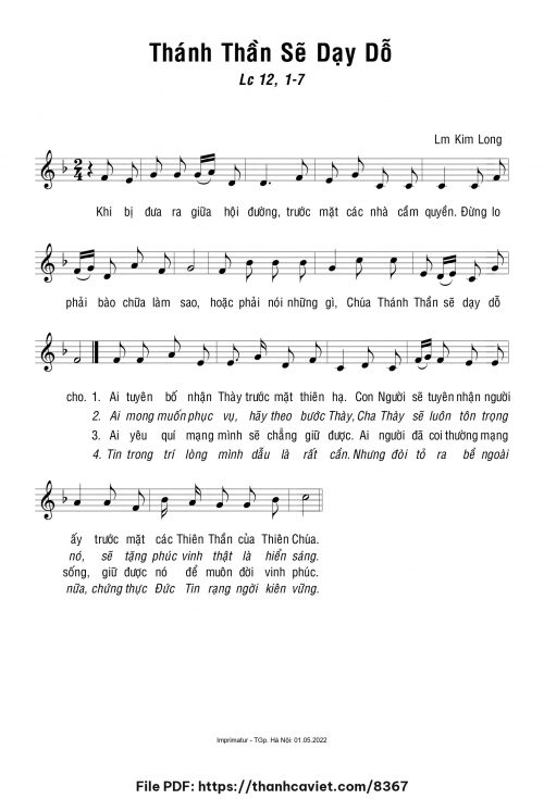 Thánh Thần sẽ dạy dỗ - Lm. Kim Long - trang 1