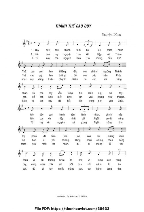 Thánh Thể cao quý - Nguyên Dũng - trang 1