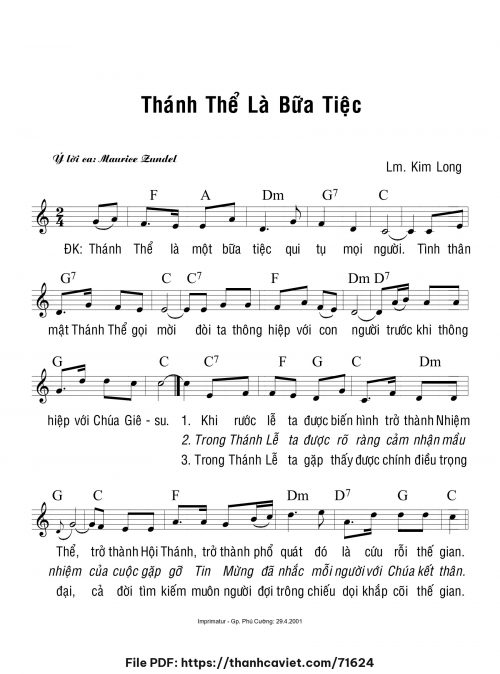Thánh Thể là bữa tiệc - Lm. Kim Long - trang 1