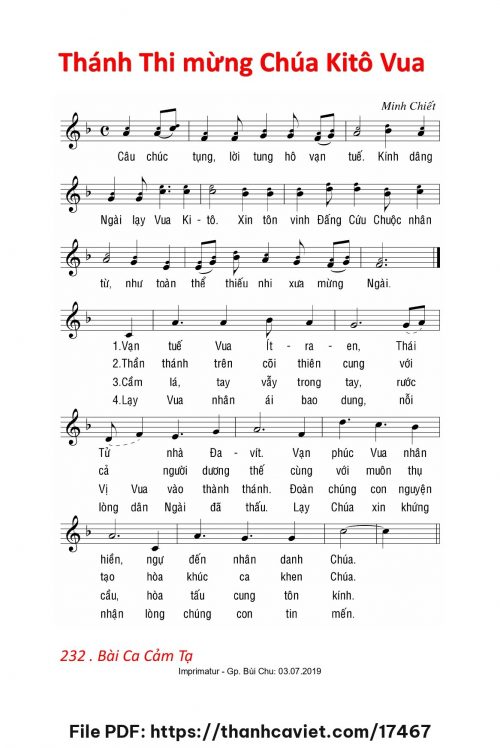 Thánh Thi mừng Chúa Kitô Vua - Lm. Minh Chiết - trang 1