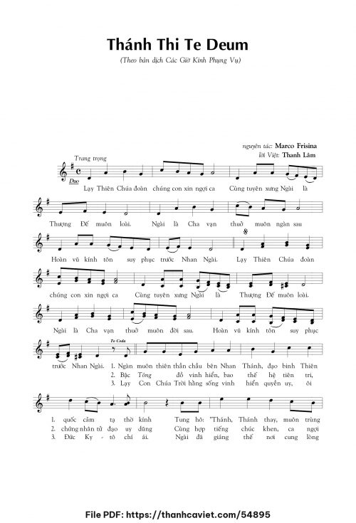 Thánh Thi Te Deum - Thanh Lâm (Song Mộc) [Nhạc Ngoại, lời Việt] - trang 1