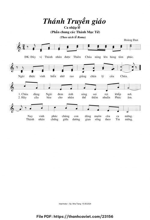 Thánh Truyền Giáo - Hoàng Đan - trang 1