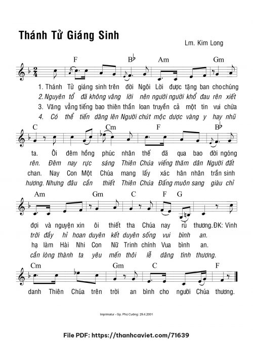 Thánh Tử giáng sinh - Lm. Kim Long - trang 1