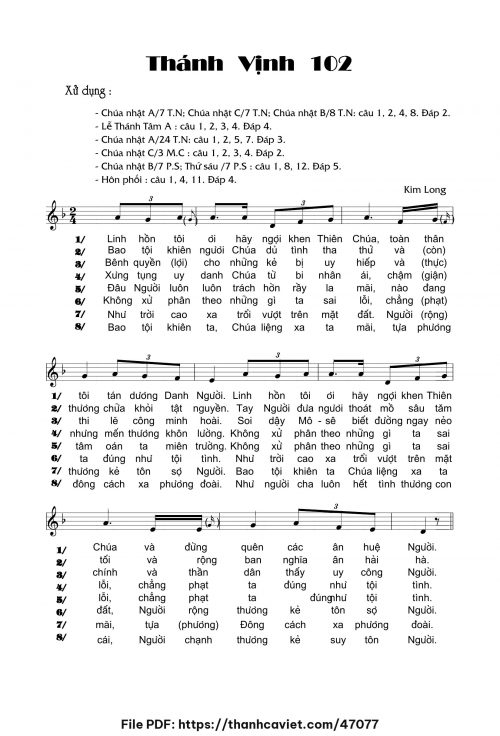 Thánh vịnh 102 - Lm. Kim Long - trang 1