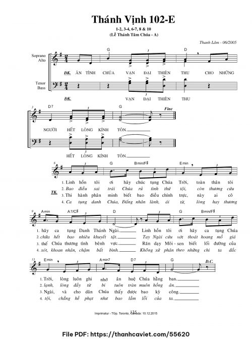 Thánh vịnh 102-E [Lễ Thánh Tâm Chúa A] - Thanh Lâm (Giuse) - trang 1