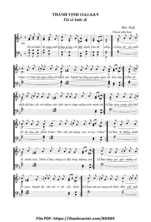 Thánh vịnh 114 – Tôi sẽ bước đi - Tiến Linh - trang 1