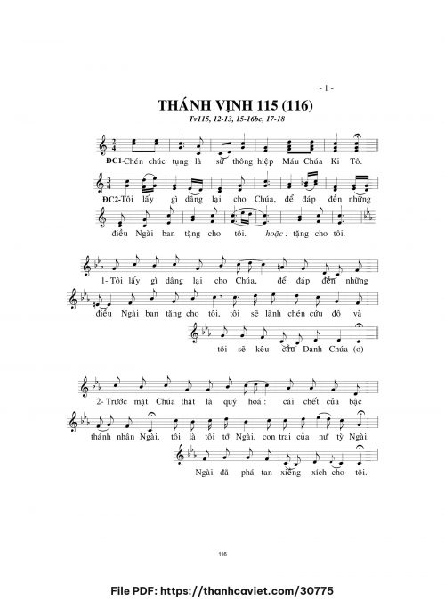Thánh vịnh 115 - Lm. Minh Hân - trang 1
