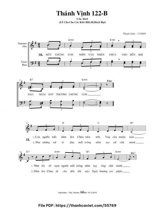 Thánh vịnh 122-B [Lễ cầu cho các Kitô Hữu bị bách hại] - Thanh Lâm (Giuse) - trang 1