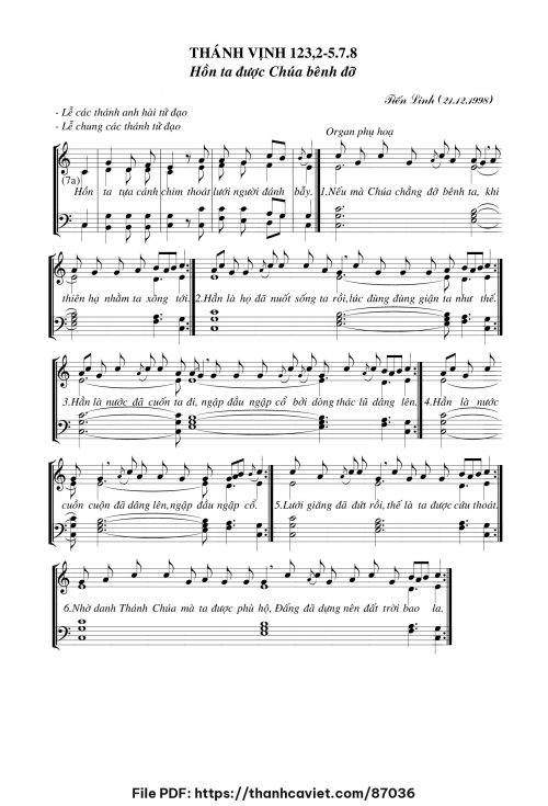 Thánh vịnh 123 – Hồn ta được Chúa bênh đỡ - Tiến Linh - trang 1