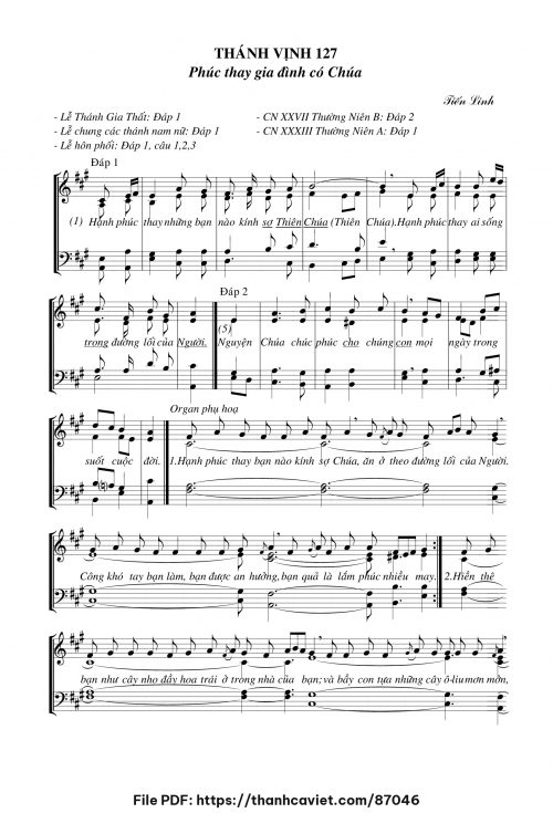 Thánh vịnh 127 – Phúc thay gia đình có Chúa - Tiến Linh - trang 1